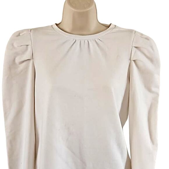NWT Rachel Parcell Ivory Puff Sleeve Long Sleeve Pullover Sweatshirt Size XS - Picture 4 of 5